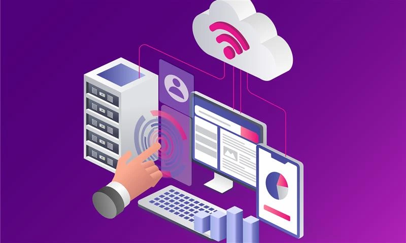 Illustration showing Monyfi AAA network management system connecting servers, cloud Wi-Fi, and enterprise dashboards.