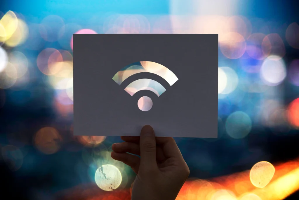 Illustration representing guest Wi-Fi connectivity and wireless network access in a business environment